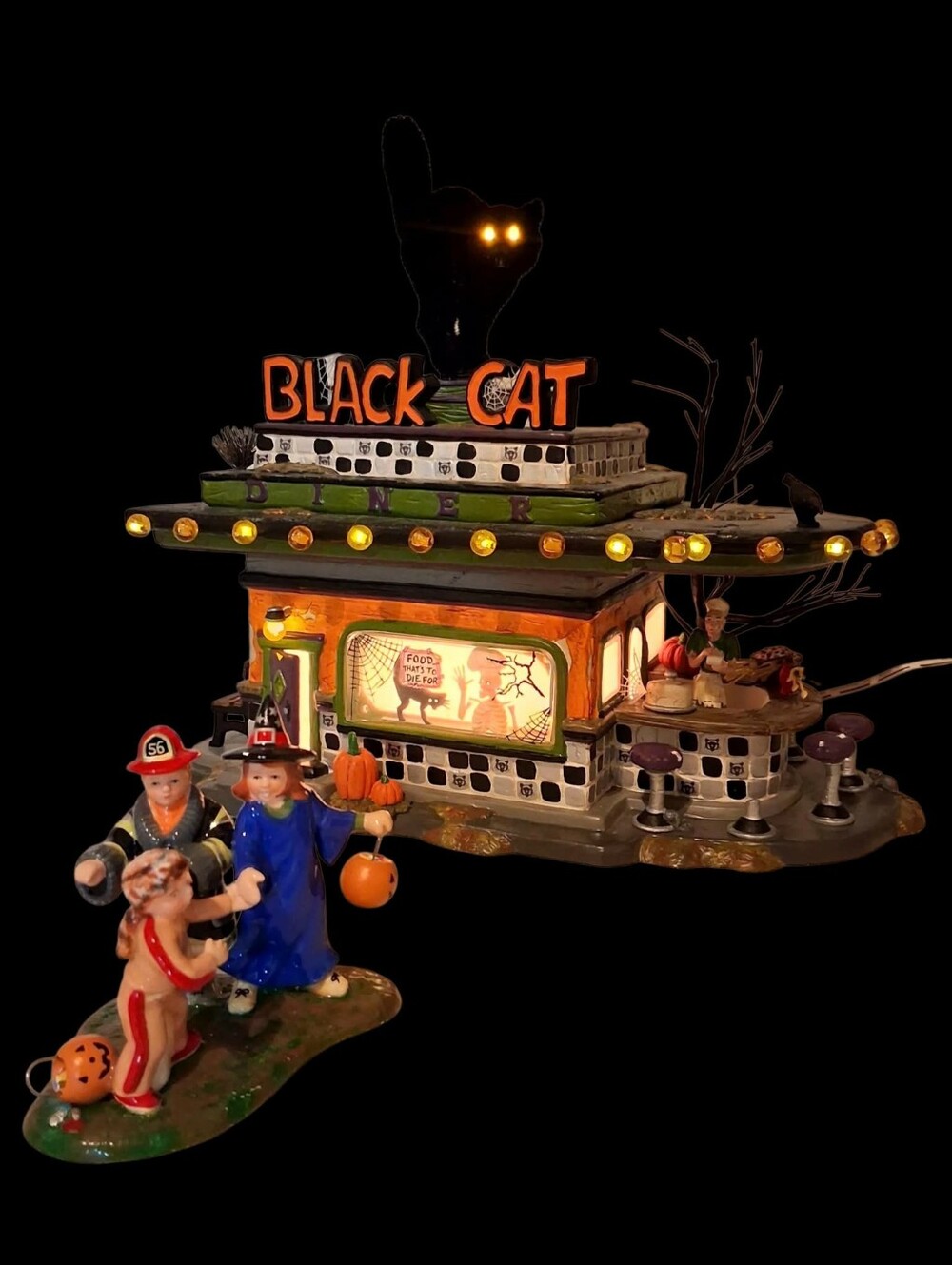 Dept 56 Halloween "Black Cat Diner Gift Set"